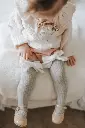 Grey Knee High Socks with White Velvet Bows
